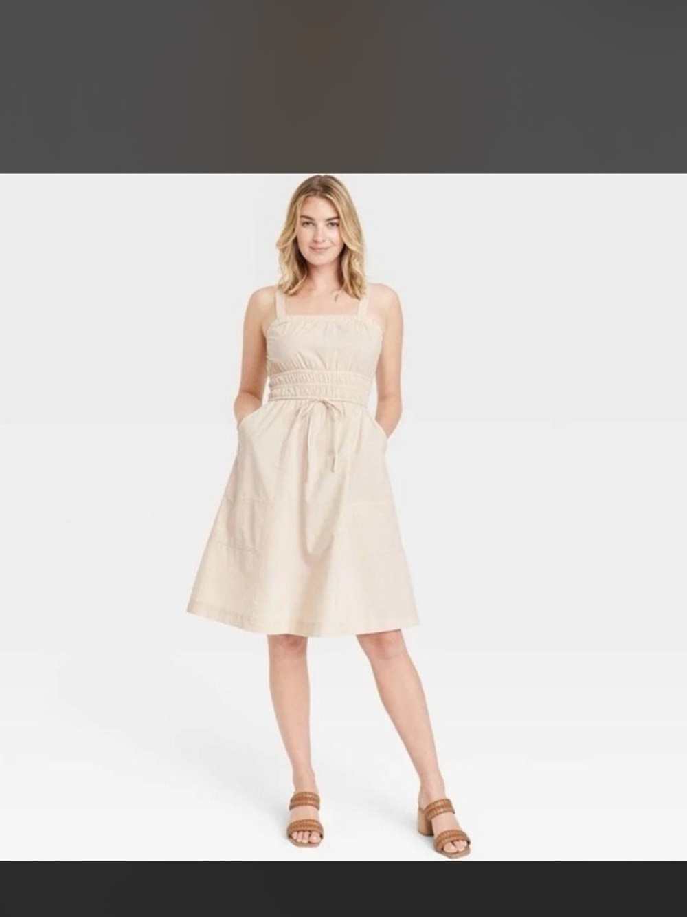 Women's Midi Dress with Smocked Waist